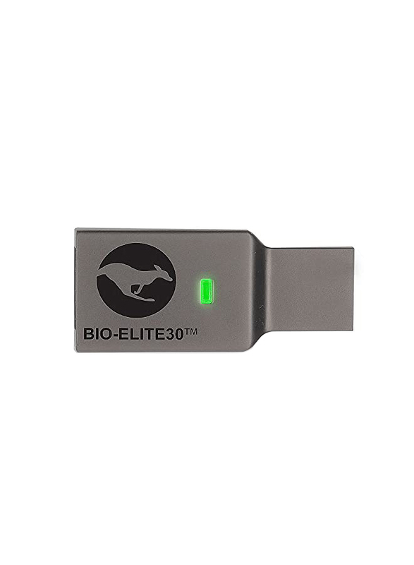 Kanguru 128GB Defender Bio Elite 30 Fingerprint Encrypted USB 3.0 Flash Drive, Dark Grey