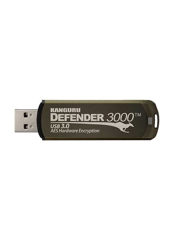 Kanguru 32GB Defender 3000 USB 3.0 Flash Drive, Black/Grey