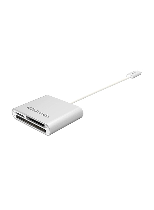 EZQuest USB-C 3 Ports Card Reader, Grey