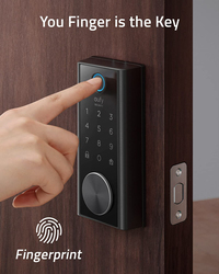 Eufy Lock Fingerprint Keyless Entry Bluetooth Electronic Deadbolt Smart Door, 2 Piece, T8500, Black