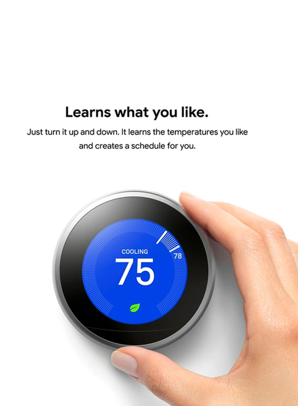 Google Nest Learning Thermostat, Mirror Black