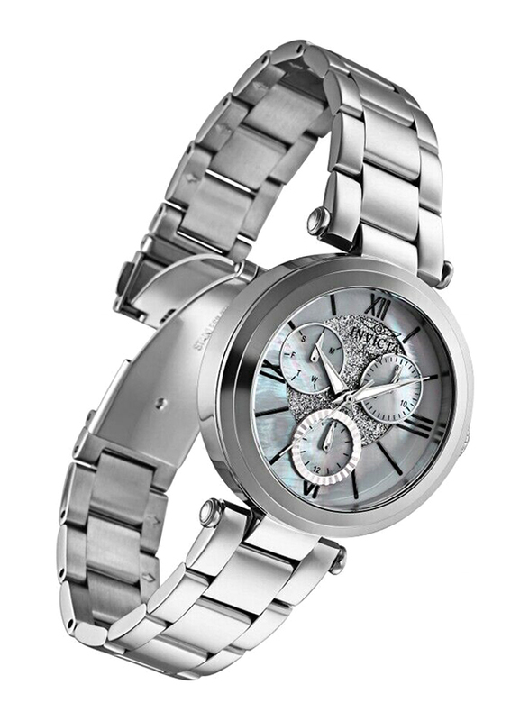 Invicta Angel Analog Quartz Watch with Stainless Steel Band, Water Resistant and Chronograph, 28924, Silver