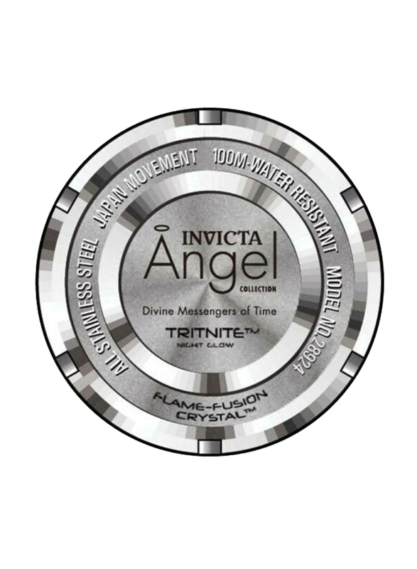 Invicta Angel Analog Quartz Watch with Stainless Steel Band, Water Resistant and Chronograph, 28924, Silver