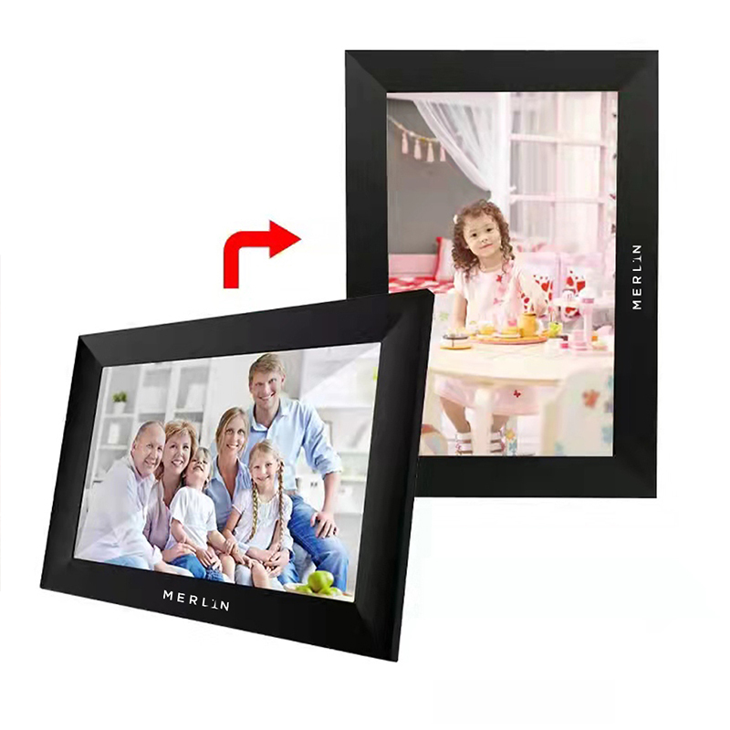 Merlin 10.1 inch Digital Smart Photo Frame with Wi Fi Conectivity digital frame for Portrait, Landscape & Auto Rotation & Wall Mountable photo frame