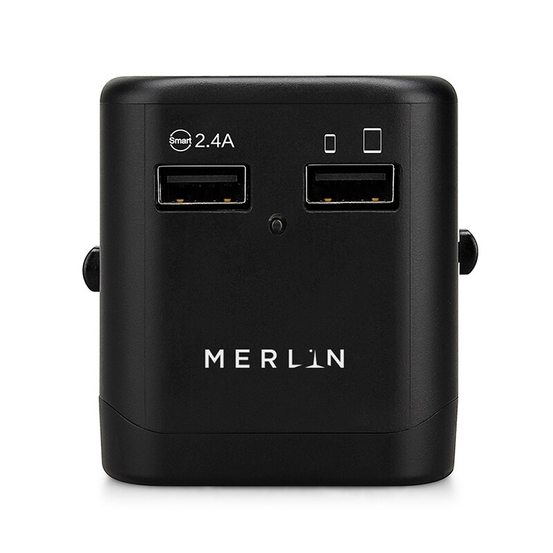 

Merlin Universal USB Travel Adapter with Worldwide Plugs UK,EU,US,AU