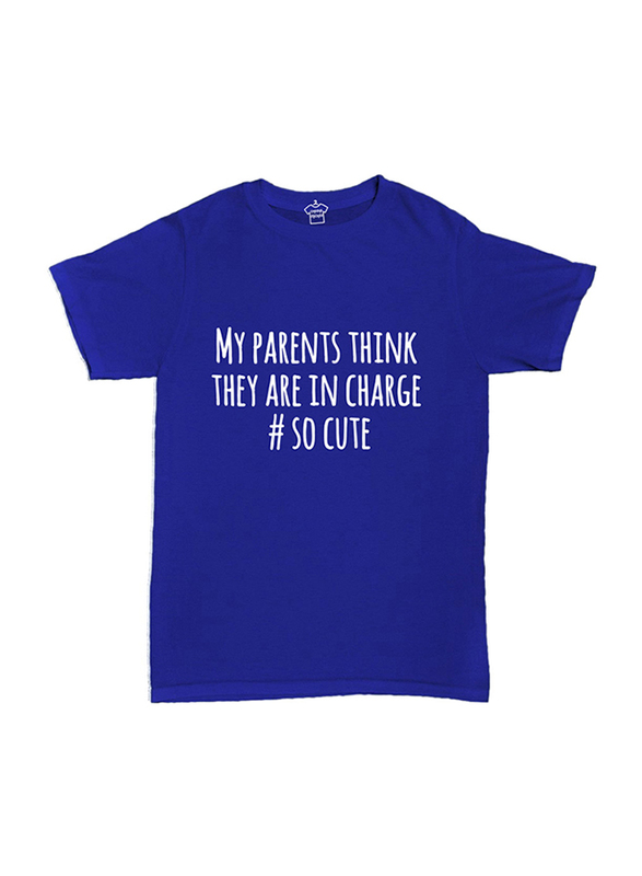 Cheeky Micky Cotton My Parents Think They Are In Charge # So Cute Kids T-Shirts, 1-2 Years, Blue