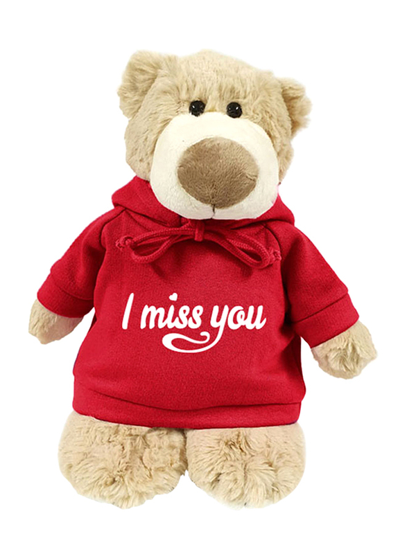 Caravaan Mascot Bear, with Trendy Red Hoodie, I Miss You, 28cm, Ages 3+