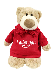 Caravaan Mascot Bear, with Trendy Red Hoodie, I Miss You, 28cm, Ages 3+