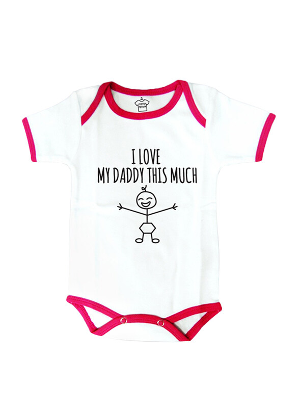 

Cheeky Micky I Heart My Daddy This Much Printed Cotton Bodysuit for Baby Girls, 12-18 Months, White