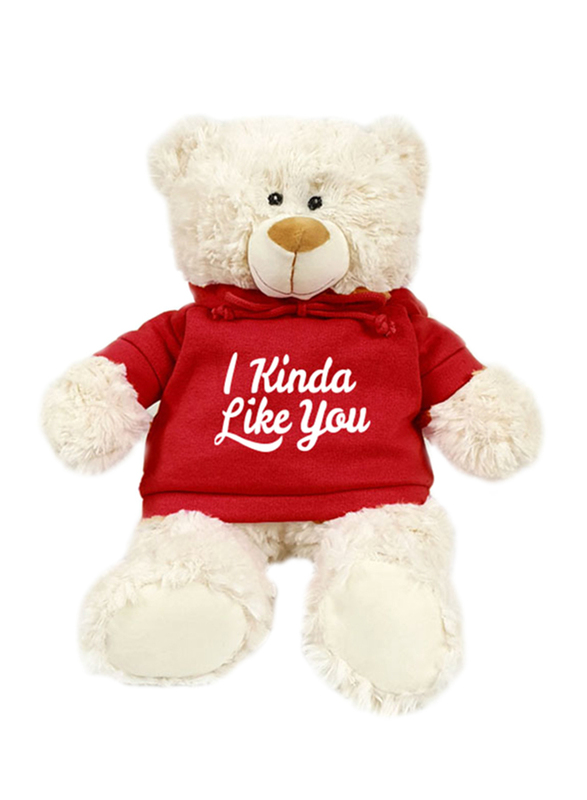 Caravaan Teddy Bear, with Trendy Red Hoodie, I Kinda Like You, 38cm, Ages 3+