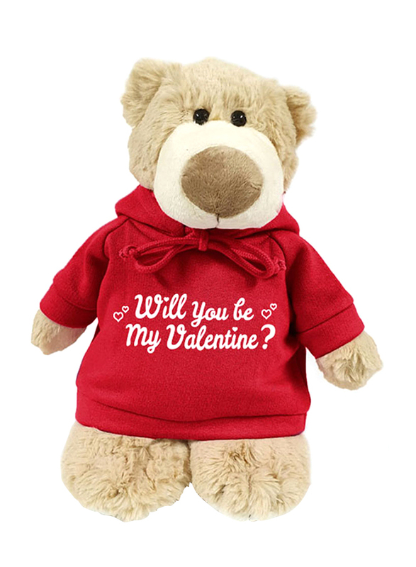 Caravaan Mascot Bear, with Trendy Red Hoodie, Will You Be My Valentine?, 28cm, Ages 3+