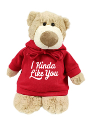 Caravaan Mascot Bear, with Trendy Red Hoodie, I Kinda Like You, 28cm, Ages 3+