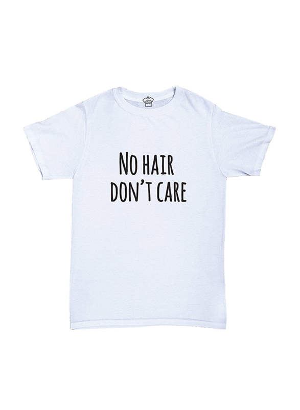 Cheeky Micky No Hair Don't Care Printed Cotton T-Shirt Baby Unisex, 1-2 Years, White