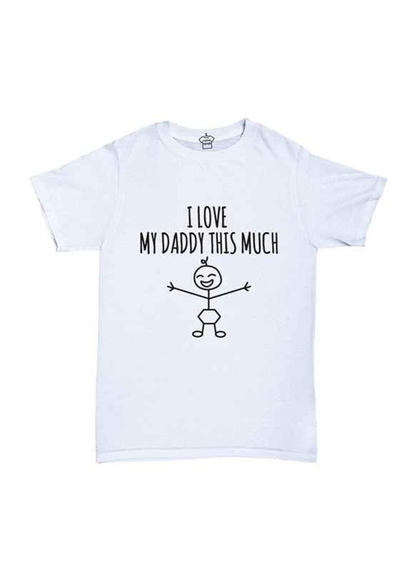 Cheeky Micky I Heart My Daddy This Much Printed Cotton T-Shirt Baby Unisex, 1-2 Years, White