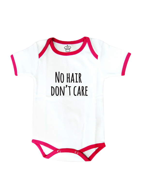 

Cheeky Micky No Hair Don't Care Printed Cotton Bodysuit for Baby Girls, 12-18 Months, White