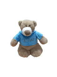 Caravaan Mascot Bear with "Dubai" Trendy Blue Velour Hoodie, 28cm, Ages 3+