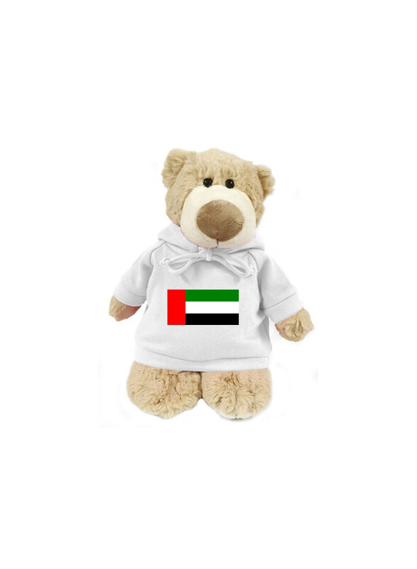 

Fay Lawson Cream Bear with trendy White hoodie with UAE Flag, Light Brown