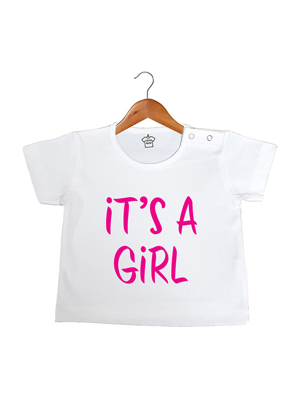 Cheeky Micky It's A Girl T-Shirt, 6-12 Months, White