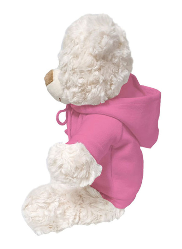 Caravaan Teddy Bear with Hoodie, 38cm, Cream/Pink, Ages 3+