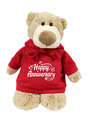 Caravaan Mascot Bear, with Trendy Red Hoodie, Happy Anniversary, 28cm, Ages 3+