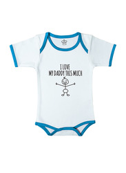 Cheeky Micky I Heart My Daddy This Much Printed Cotton Bodysuit for Baby Boys, 12-18 Months, White