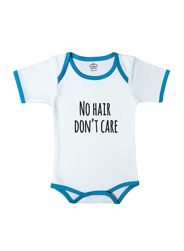 Cheeky Micky No Hair Don't Care Printed Cotton Bodysuit for Baby Boys, 12-18 Months, White