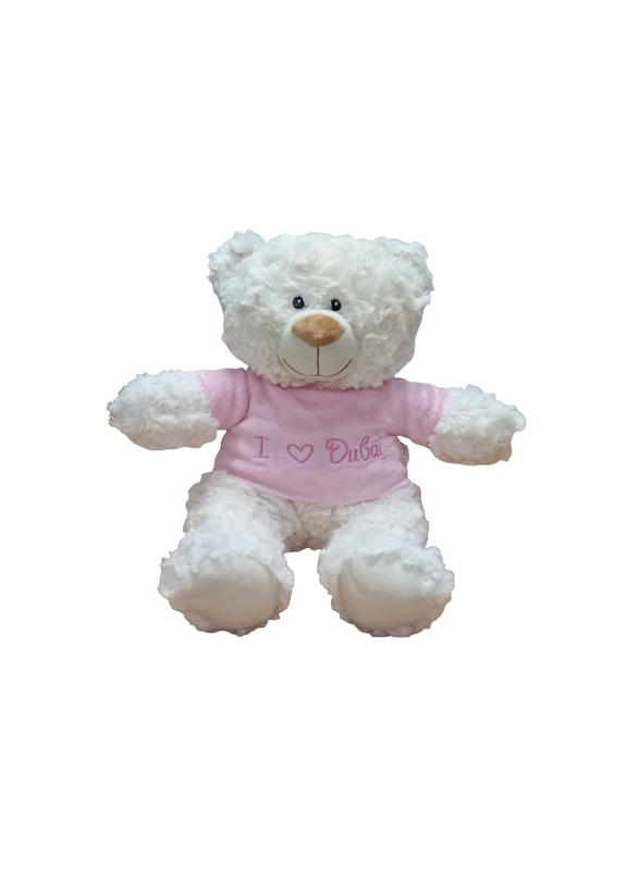 

Caravaan Cream Bear with "I Heart Dubai" Trendy Pink Velour Hoodie, 38cm, Ages 3+