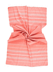 Turkish Beach Towel with Tied Tassels, Coral