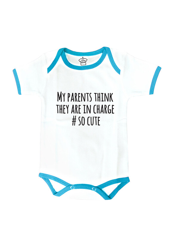 

Cheeky Micky My Parents Think They Are In Charge # So Cute Printed Cotton Bodysuit for Baby Boys, 12-18 Months, White