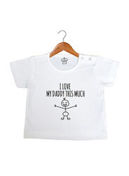 Cheeky Micky I Heart My Daddy This Much Cotton T-Shirt, 6-12 Months, White