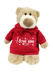 Caravaan Mascot Bear, with Trendy Red Hoodie, I Love You, 28cm, Ages 3+