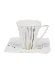 RoyalFord 6-Pieces Bone China Porcelain Cup & Saucer, RF4309, White