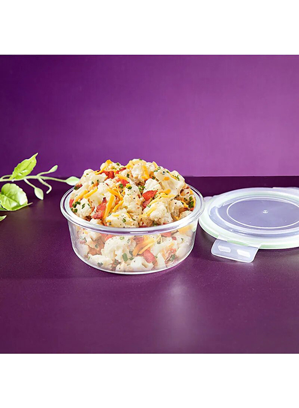 Royalford Round Airtight Borosilicate Glass Food Container, 950ml, Assorted