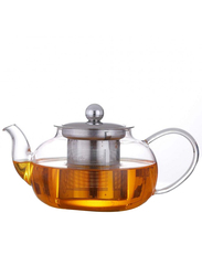 RoyalFord 600ml Glass Tea Pot with Stainless Steel Strainer, RFU9086, Clear