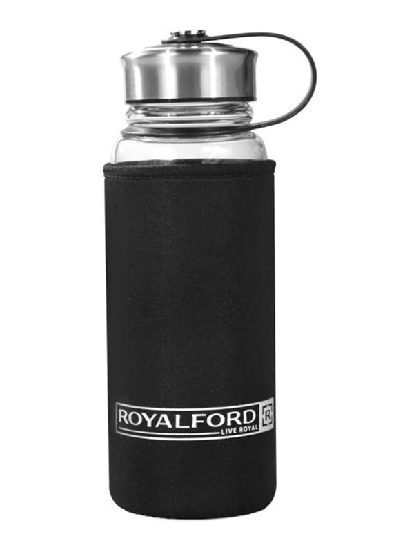 

RoyalFord 500ml Boro Silicate Glass Water Bottle, RF9694, Black