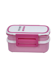 RoyalFord 2 Layer Air Tight Lunch Box, 2 Liters, Pink/White