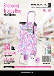 Royalford Shopping Trolley Bag, 34L, RF11370, Pink Floral