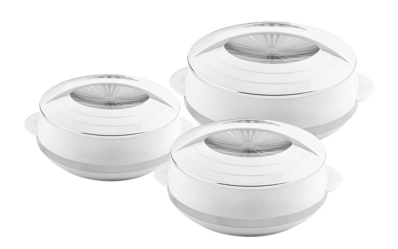 Royalford Elite Gold 3 Pieces Casrole Set, RF11149, White