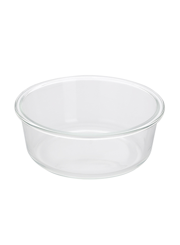 RoyalFord Round Glass Food Container with Bamboo Lid, 400ml, RF10323, Clear