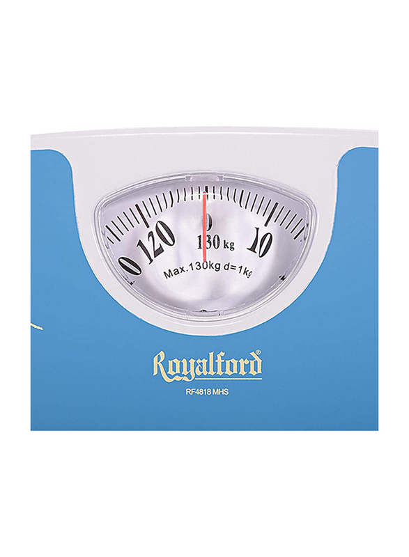 Royalford Manual Mechanical Weighing Glass Scale, Blue/White