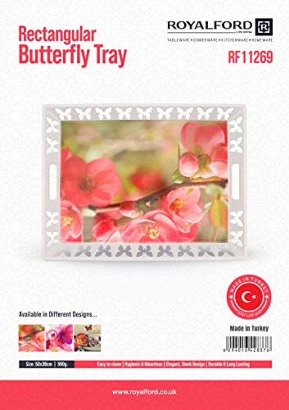 Royalford 38cm Rectangular Butterfly Tray, RF11269, Multicolour