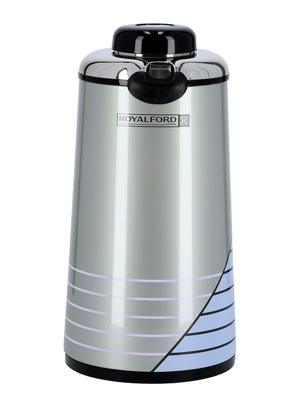 RoyalFord 1.3 Ltr Stainless Steel Vacuum Flask, RF5784, Grey/Blue