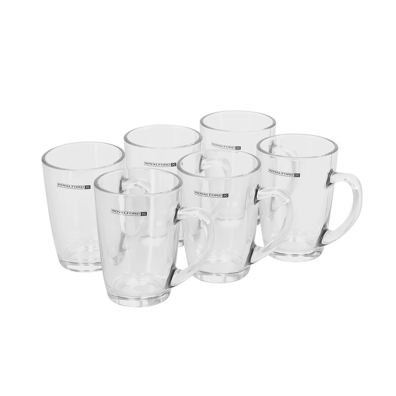 Royalford 200ml 3-Piece Crystal Clear Glass Tumbler Set, Transparent