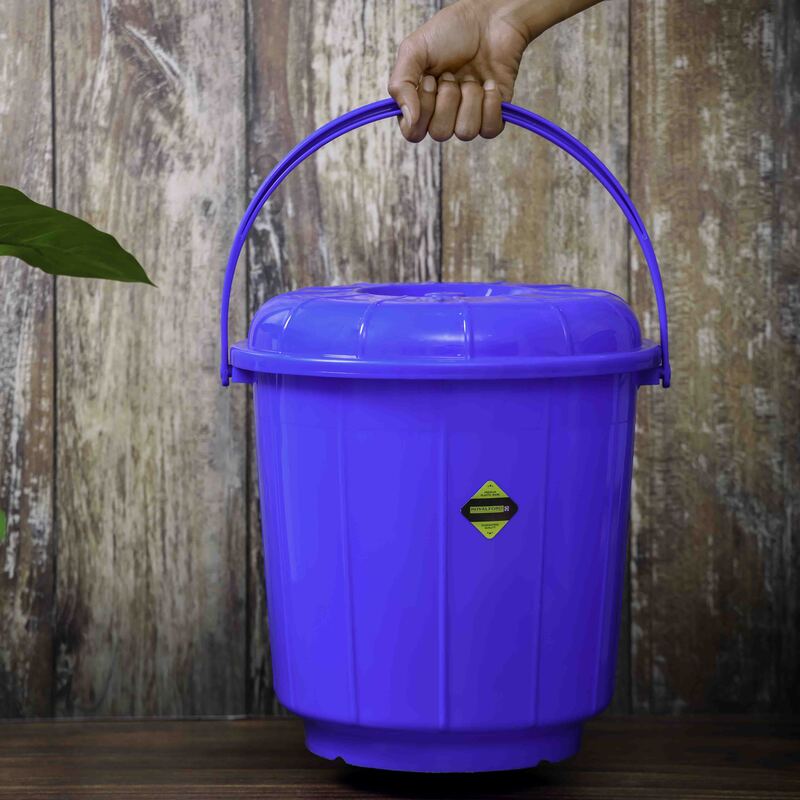 RoyalFord Economy Bucket with Lid, 25 Litre, Blue