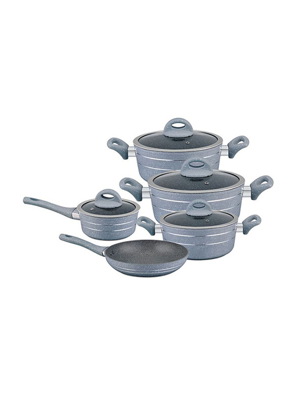 

RoyalFord 9-Pieces Smart Forged Aluminium Cookware Set, RF9555, Grey