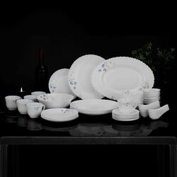 Royalford 50-Piece Opal Ware Lightweight Beautiful Design Dinner Set, RF10202, White