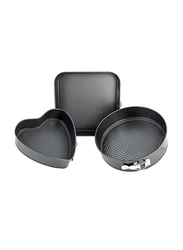 RoyalFord 3-Pieces Non-Stick Metal Springform Cake Baking Pan, RF8783, 22.5x22.5x4cm, Black