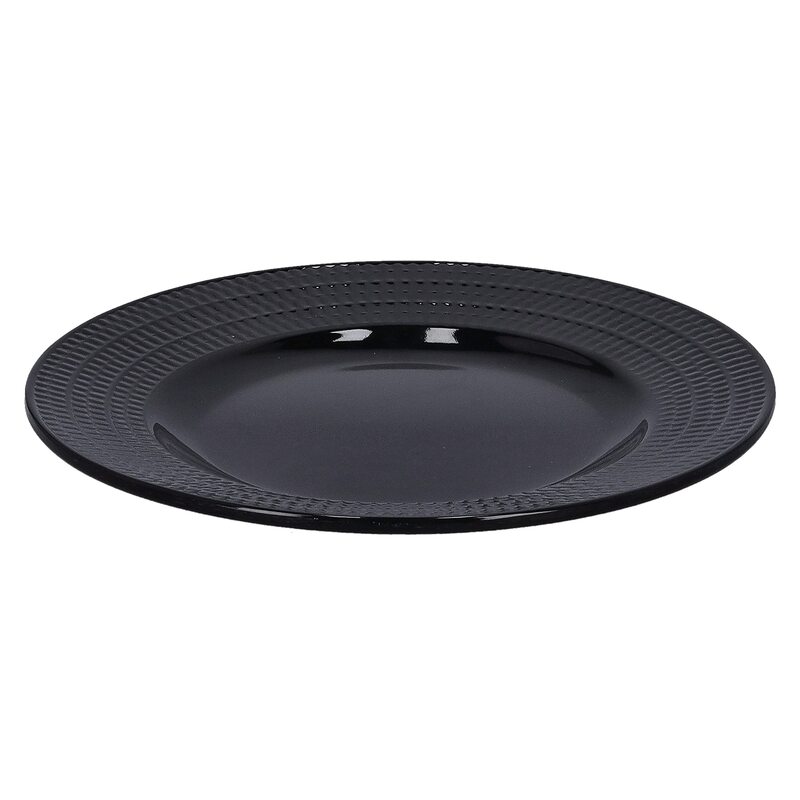 Royalford 10-inch Durable Melamine Ware Round Elegant Design Plate, RF10039, Black