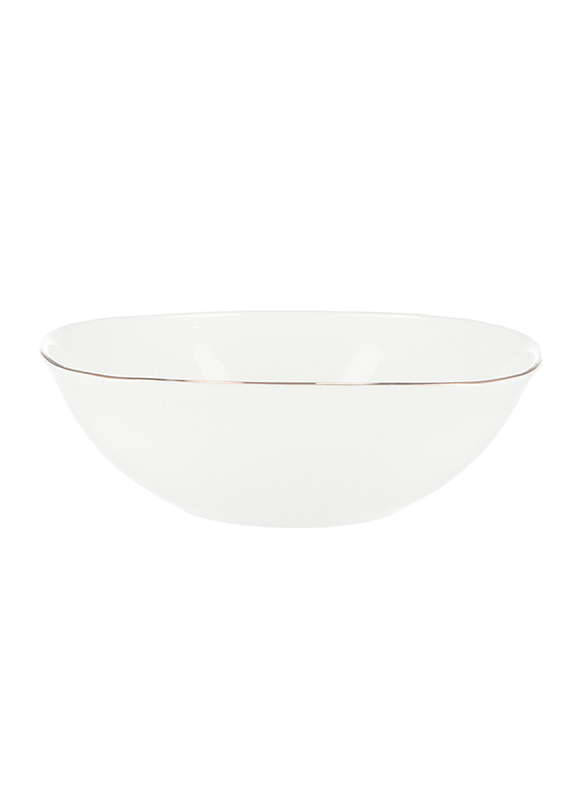 Royalford 6.5-inch Imperial Opal Square Serving/Soup Bowl, RF7876, Gold/White