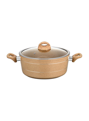 RoyalFord 26cm Granite Coated Smart Casserole with Glass Lid, RF9469, 41x27.5x13, Beige